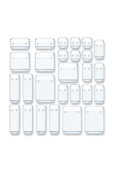 AlsayedP مجموعة منظم أدراج بلاستيكي شفاف مكونة من 28 قطعة لأدوات المكياج والمجوهرات