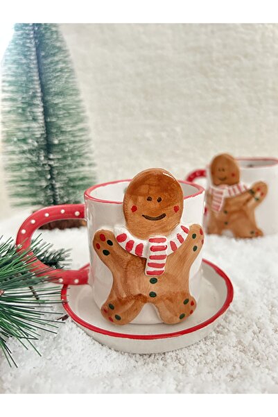 NapaDesignArt El Yapımı Seramik Kurabiye Adam Kahve Fincanı - Yılbaşı Kahve F...