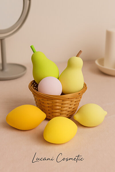 Lucani Cosmetic Meyve Şekilli 5’li Makyaj Süngeri Seti / Meyveli Makyaj Sünger Seti