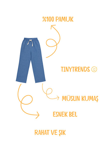 tinytrends 100% Cotton Color Relax Binding Detailed Muslin Trousers