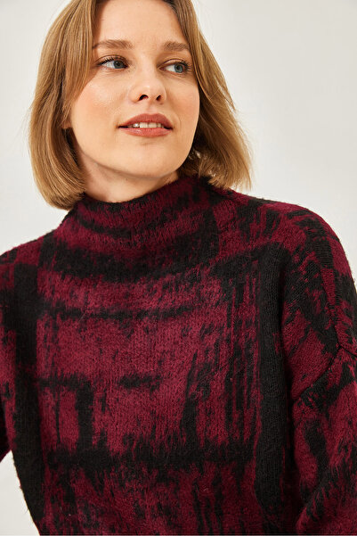 Le Savu Tricotaj jacquard fără guler Pulover cu mânecă lungă de culoare gri