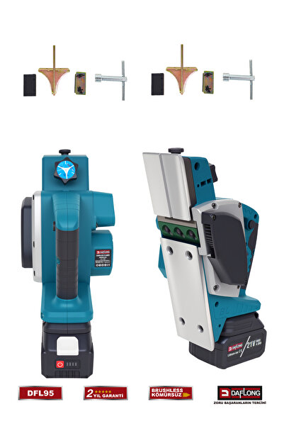DAFLONG 21V KÖMÜRSÜZ ÇİFT BATARYA ŞARJLI PLANYA RENDELEME MAKİNASIV DFL-95