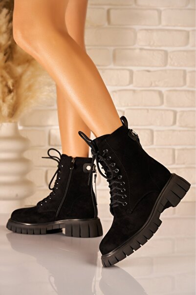 Joana Cizme cu platformă din piele întoarsă Salima2 pentru femei, negre