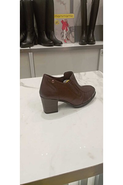 Mammamia 3135 Genuine Leather Thick Heeled Shoes