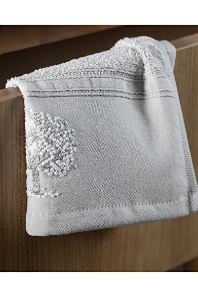 Madame Coco Orva Вишитий 100% бавовняний рушник для рук, 2 шт. - Сірий - 30x45 см