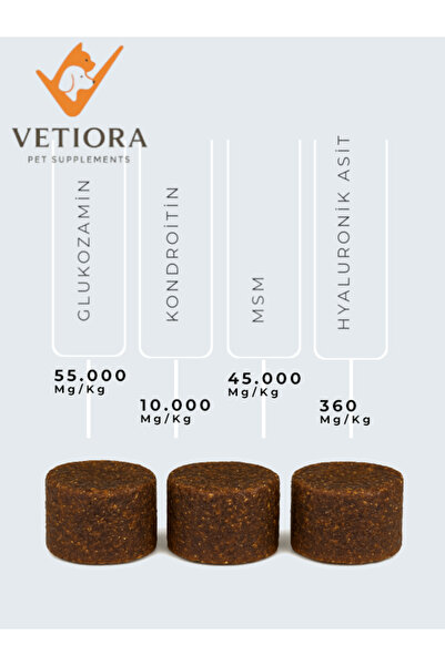 VETIORA Köpek Kas ve Eklem Güçlendirici Glukozamin, Kondroitin, MSM, Hyaluronik, Ödül Formunda 150 gr