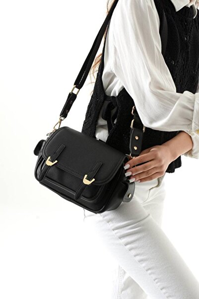 KIRASE Women's Double Buckle Detailed Stylish Multi-Compartment Crossbody Han...