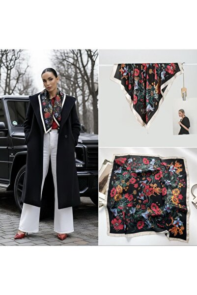 Alice İsstanbul Renkli Çiçekli Fular 70X70