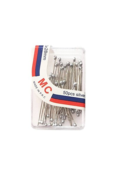 BALIM ÖRGÜ EVİ Silver Grey Head Bulk Needle 28 mm 50 Pieces