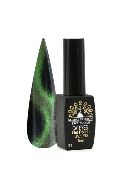global fashion Semi-permanent nail polish 24D Cat Eye 8ml, 01
