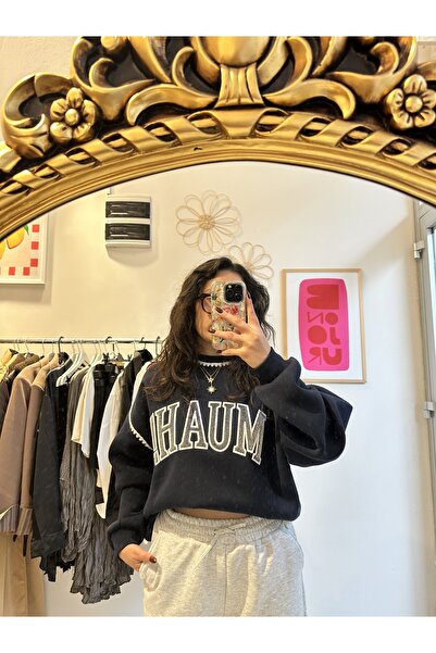 sienna Bisiklet Yaka Oversize Şardonlu Sweatshirt