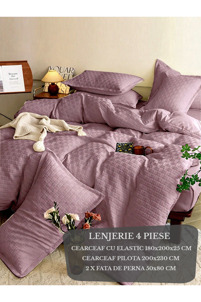 Patul Λευκά είδη, λεπτό βαμβάκι κρεπ, 4 τεμάχια, εφαρμοστό σεντόνι