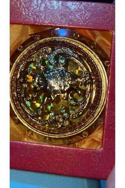 global fashion Set of 5 units: Purse mirror, round, with Stone-Embellished, g...