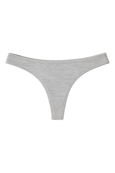 LİBELLA İÇ GİYİM Women's Cotton Stretch Fabric Thong Panties Pack of 5 - Gray Color