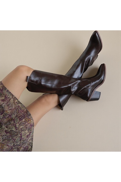 runa shoes KOVBOY ÇİZME WESTERN PARLAK ÇİZME