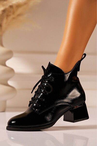 Joana Μαύρες μπότες αστραγάλου Ivreen από λουστρίνι