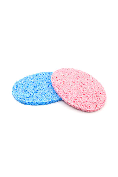 global fashion Set of 2, facial cleansing sponge, oval, pink/blue