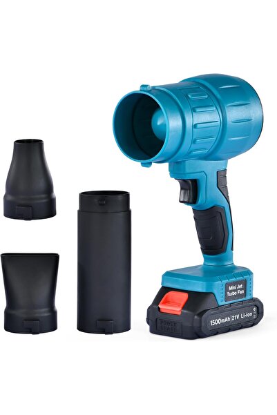 Generic منفاخ هواء لاسلكي 21 فولت مع بطارية 1500 مللي أمبير، 3 فوهات قابلة للاستبدال، سرعة متغيرة