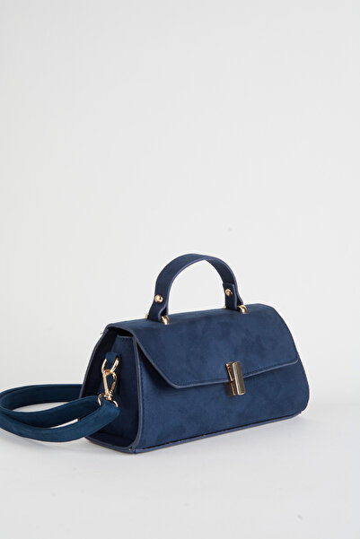 Vivaq Kadın Lacivert Frezya Süet Tasarım Çıt Çıt Kapama El Kol Ve Omuz Çantası