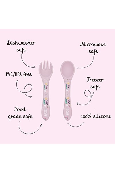 SASSI Set de 2 tacâmuri din silicon pentru diversificare - Unicorn, JUNIOR, 6 luni +
