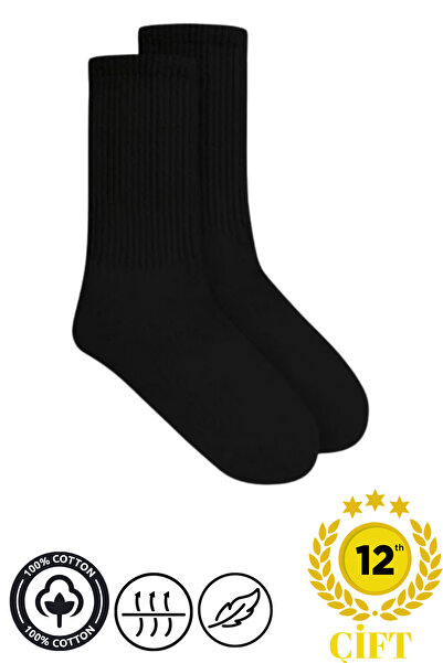 DİLRUBA AVM 12 Pairs Tennis Socks White F Corded Fabric Anti-Sweat Unisex - High Quality Tennis Socks Socket Length