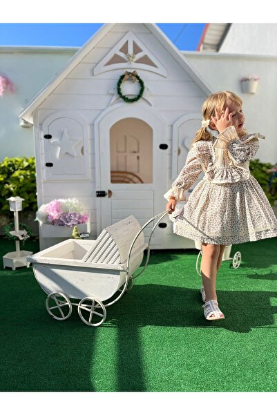 babymoon kids Vintage Fistolu Uzun Kollu Kız Çocuk Elbise