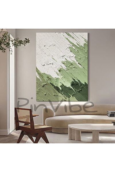 Home Pinvibe El Yapımı Yeşil Rölyef Duvar Tablosu | Doğadan İlham Alan Dokulu (Çerçevesiz, Asma Aparatlı)