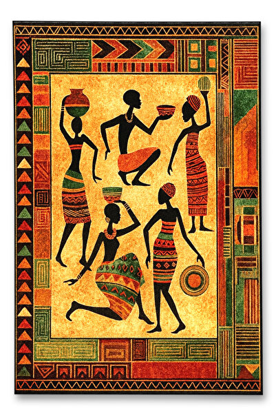 Rugs Modern Halı MOSSO Πολύχρωμες έθνικ φιγούρες ανθρώπων με μοτίβο υφαντής β...