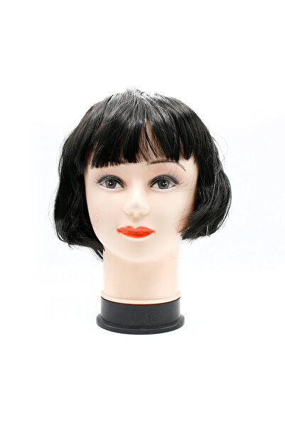 global fashion Perucă pentru damă, păr scurt, culoare neagră