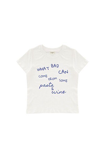 lethestudios Μπλουζάκι Crop Top με στάμπα Pasta & Wine