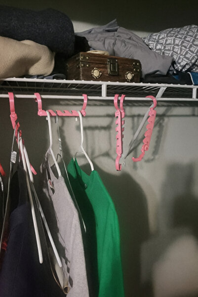 Print Zone Askılık 3'li Set Gardırop Düzenleyici Dolap İçi Yer Tasarrufu Sağl...