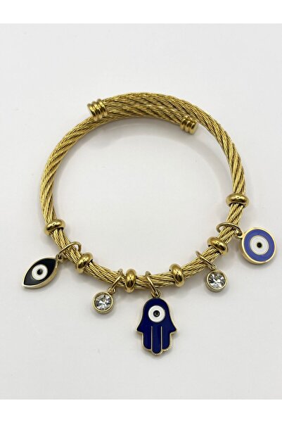 aurora dükkan Steel Fatmaanaeli Nazarlı Handcuff Bracelet