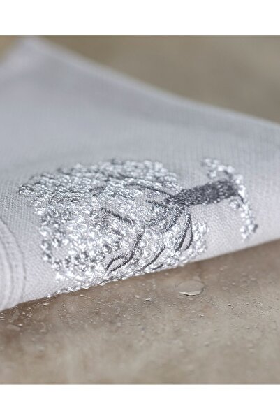 Madame Coco Orva Вишитий 100% бавовняний рушник для рук, 2 шт. - Сірий - 30x45 см