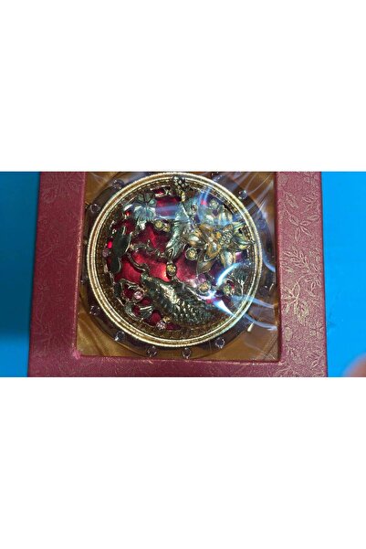 global fashion Round gold purse mirror with red stones 30