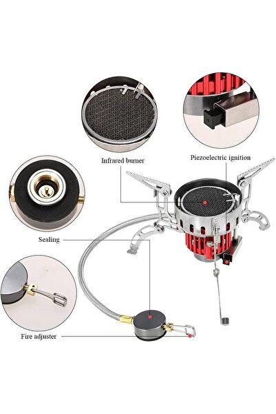 Generic Portable Infrared Camping Gas Stove Mini, 3500W Windproof with Piezo Ignition
