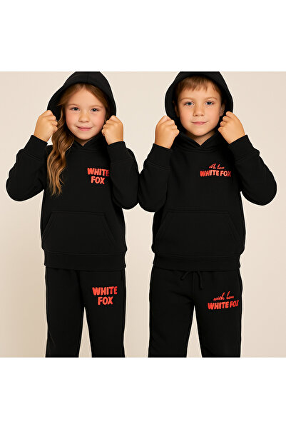 YusGos Unisex Girls/Boys Cotton Hooded White Fox Printed High Quality Tracksuit Set (3-15 Years)