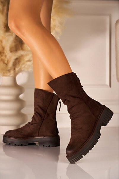 Joana Γυναικείες Καφέ Μπότες Zimey από Τεχνητό Σουέτ