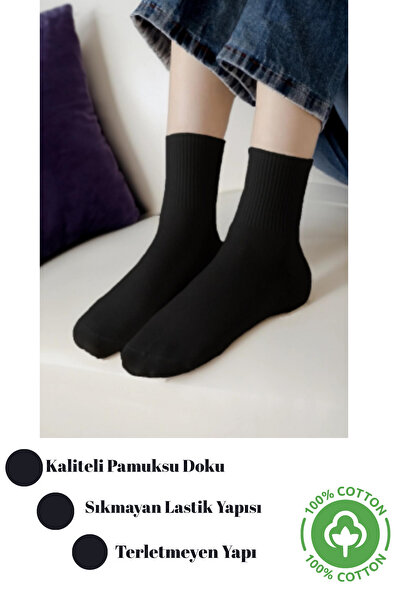 DİLRUBA AVM 12 Pairs Tennis Socks White F Corded Fabric Anti-Sweat Unisex - High Quality Tennis Socks Socket Length