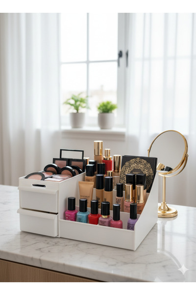 Buclee Desktop Organizer with Drawers | Pen Holder Office School Supplies Organizer Box | Multi-Eyed Set