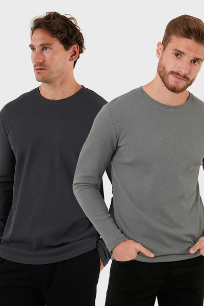 Buratti Βαμβακερό πουλόβερ με λαιμόκοψη εφαρμοστό Basic Sweat Ανδρικό SWEAT 5...