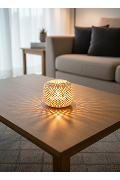 Tuby Store Night Serisi Mumluk - Dekoratif Aydınlatma - Ev Dekorasyon - Dekoratif Beyaz Mumluk