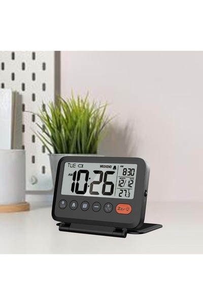 HyMark LCD Katlanır 10x8cm Dijital Masa Saati Çalar Saat Takvim Sıcaklık Led ...