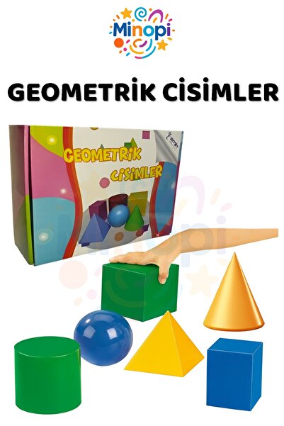 Minopi Geometrik Cisimler ve Şekiller Büyük Boy 1 Paket Matematik Ders Materyali 10 cm 6 Parça Prizma Küp