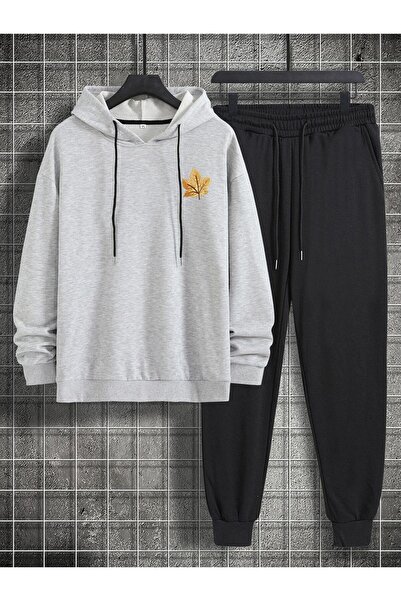 zeag Set unisex cu hanorac și pantaloni cu imprimeu cu frunze