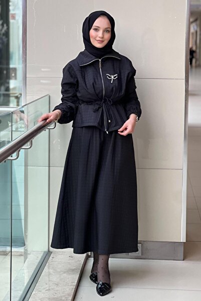 Nuss Quilted Zippered Jacket Skirt Set