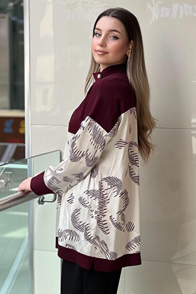 Ghisa Knitwear Satin Combinli Patterned Tunic