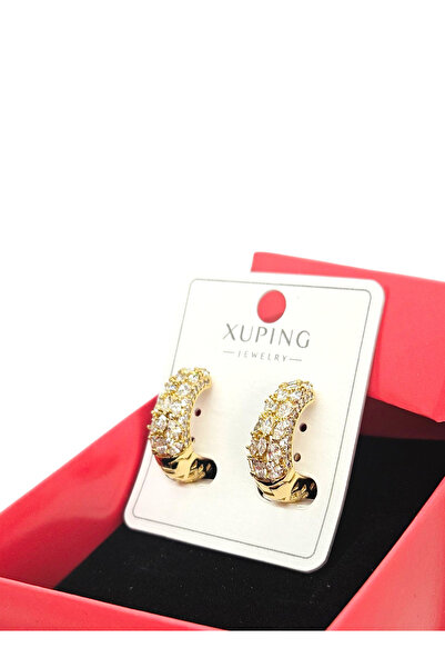 XUPING JEWELRY 14K Gold Renk Taşlı Halka Küpe | Jiro Accessories – XP Baskılı 316L Çelik