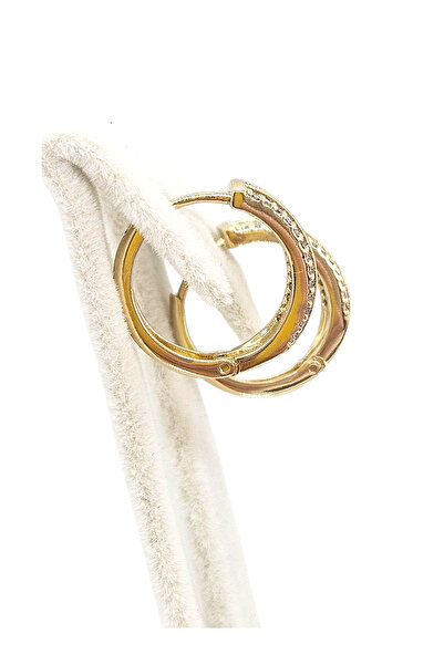 XUPING JEWELRY 14K Gold Renk Kare Kesim Taşlı Halka Küpe | Jiro Accessories – XP Baskılı 316L Çelik