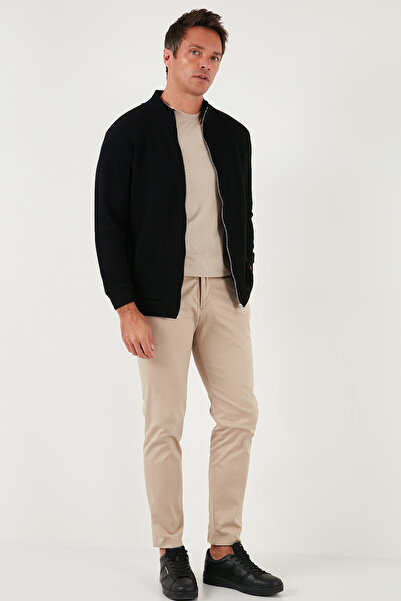 Buratti Cotton Relaxed Fit Stand Collar Zippered Cardigan Men's Cardigan 5901075