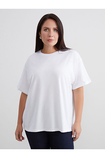 LC Waikiki Vizyon New Season Large Size Crew Neck Oversized Women's T-Shirt